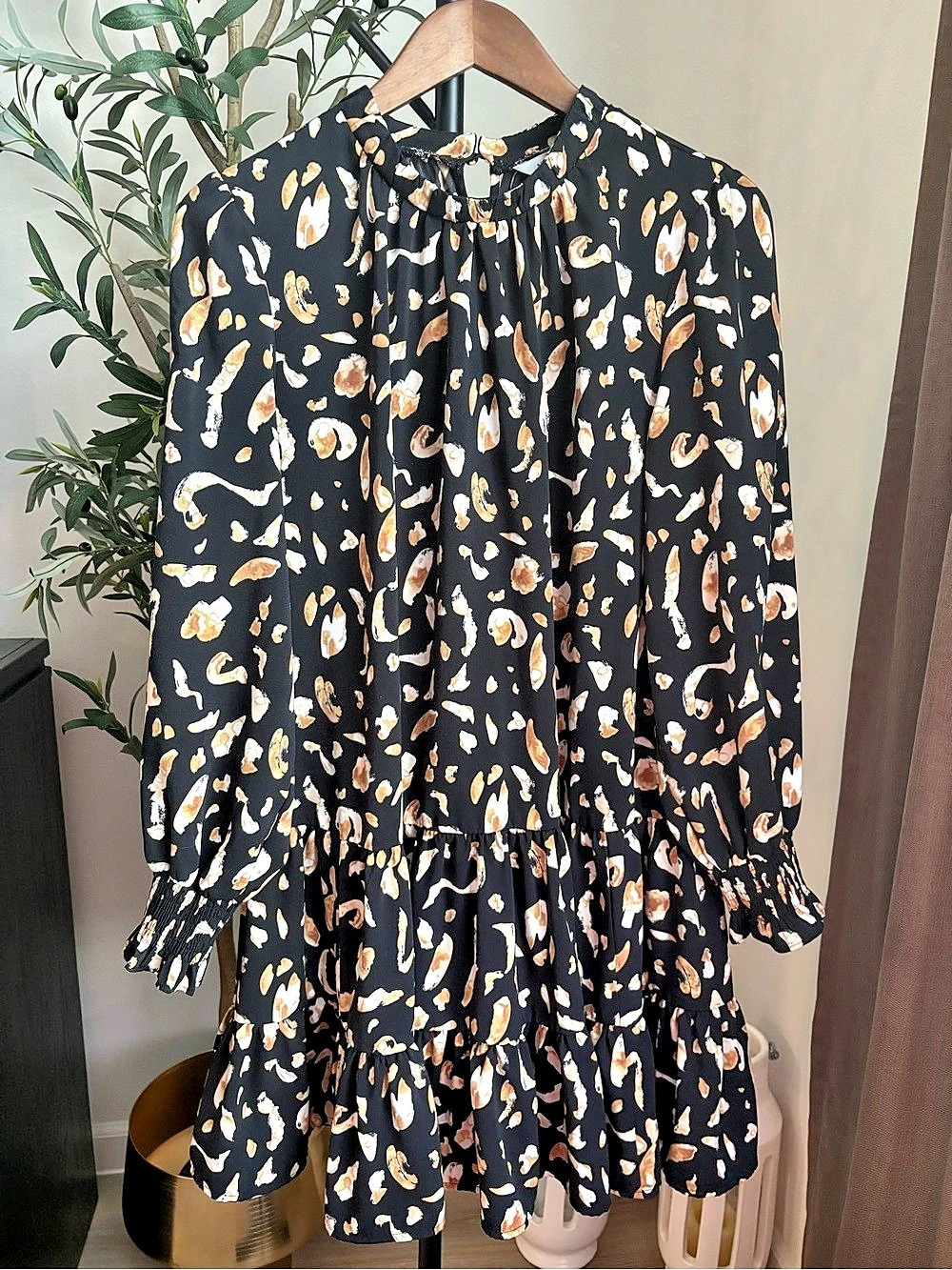 Nine West Animal Print Mini Dress in Black & Orange